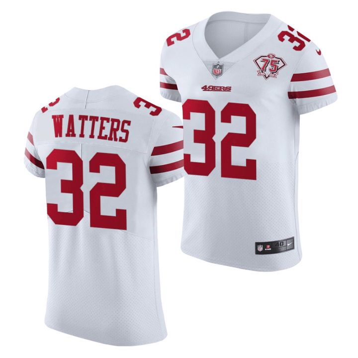 Men San Francisco 49ers #32 Ricky Watters White 75th Anniversary Throwback Elite Retired Player NFL Jersey